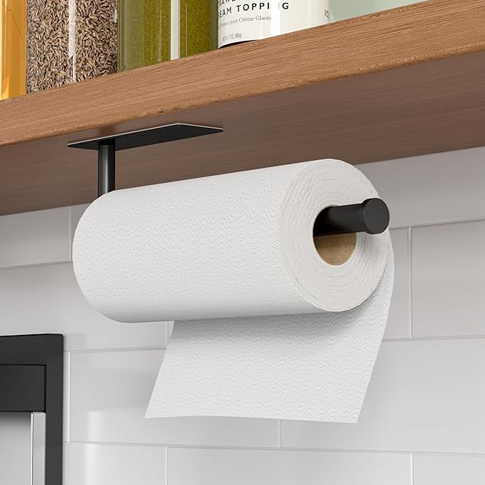 Paper Towel Holder Under Cabinet, Self-Adhesive, No Drilling, Stainless Steel - Image 2