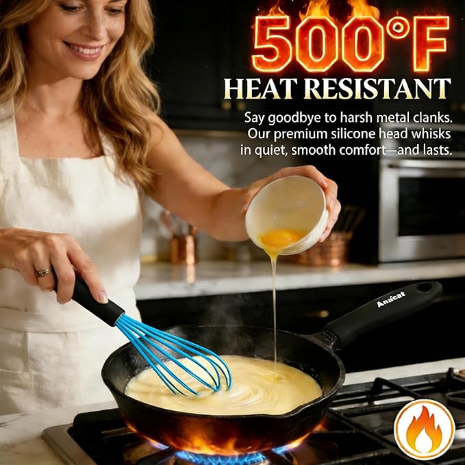Anaeat Silicone Balloon Whisk, Milk and Egg Beater Blender, Heat Resistant - Image 4