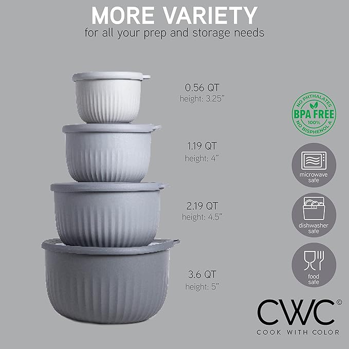 COOK WITH COLOR Prep Bowls with Lids- Wide and Deep Nesting Plastic Small - Image 2