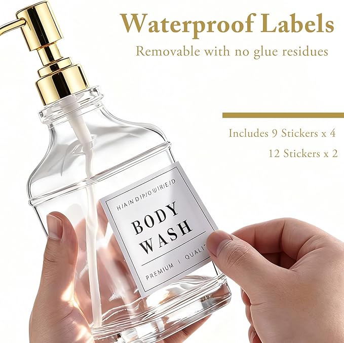 Glass Soap Dispenser with Pump, Countertop Soap and Lotion Dispenser Set of 2 - Image 6