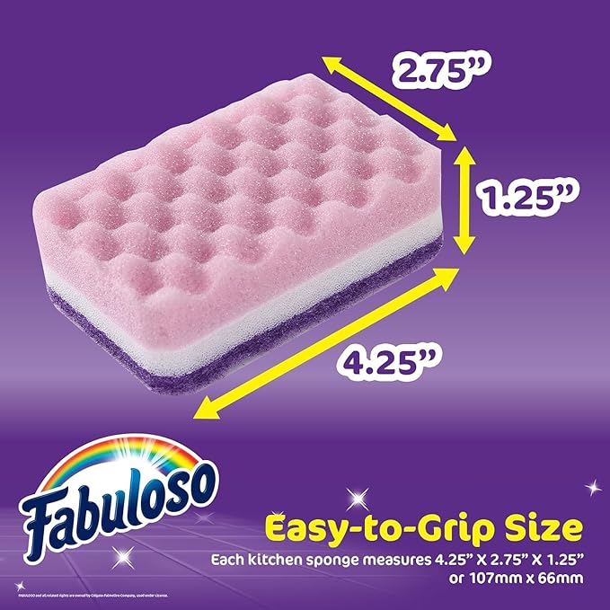 Fabuloso Scratch-Free Kitchen Dish Sponges, Counters and Sinks, Tough on Messes - Image 5