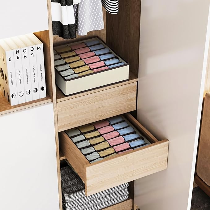 Joyoldelf Sock Drawer Organizer Divider Underwear Organizer 24-cell Fabric - Image 8