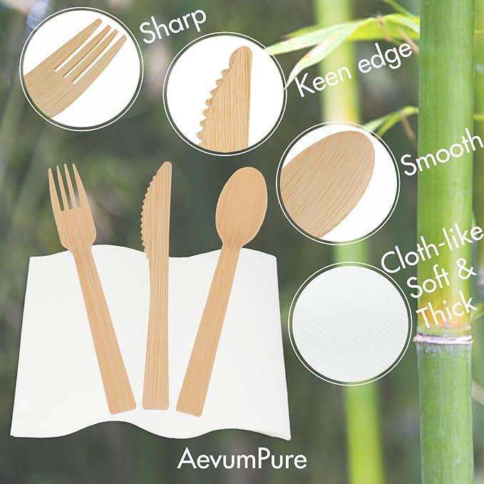 AevumPure 30 Sets Bamboo Cutlery - Image 2