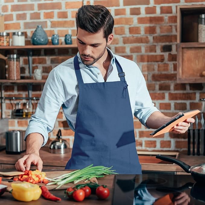 15 Pcs Adult Aprons Bulk with Pockets Adjustable Bib Chef Apron - Image 7