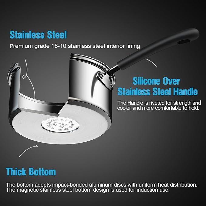 Cook N Home Stainless Steel Cookware Sets 10-Piece, Pots and Pans Kitchen - Image 11