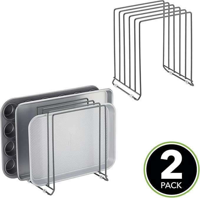 mDesign X-Large Steel Storage Tray Organizer Rack - Image 2