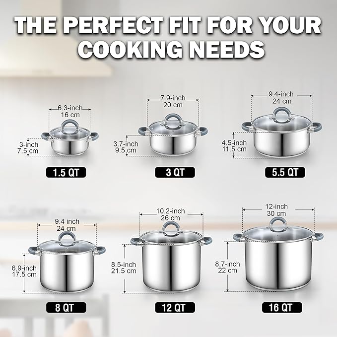 Cook N Home 5.5-Quart Sauce Pot Stainless Steel Stockpot - Image 2