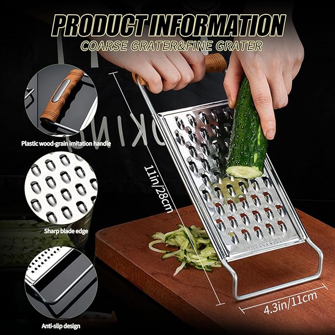 2 Pack Cheese Grater Handheld, Stainless Steel Zester Set of 2, Kitchen Flat - Image 4