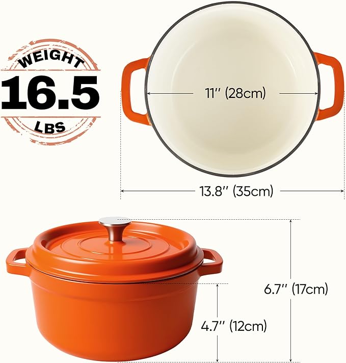 6.5 Quart Dutch Oven Pot with Lid, Non Stick Enameled Cast Iron Dutch Oven - Image 4