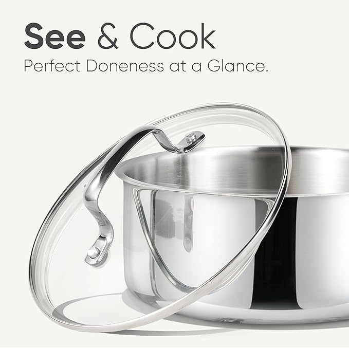 CAROTE 1.5Qt Stainless Steel Saucepan, Non-Toxic 3-Ply Stainless Steel Cookware - Image 4