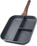 Sensarte Nonstick 11-Inch Square Grill Pan, 3-Section Versatile Breakfast by SENSARTE