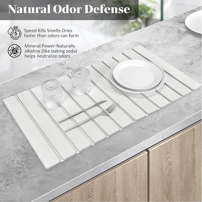 Large Stone Dish Drying Mats for Kitchen Counter, Quick Drying Collapsible Dish - Image 3