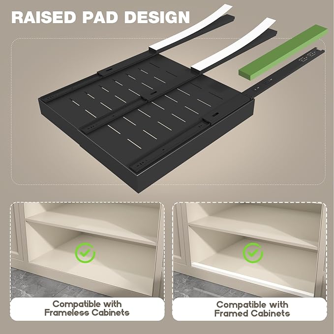 Seinloes 2 Pack Pull Out Cabinet Organizer 22" Deep, Full Extension 3 Slide - Image 3
