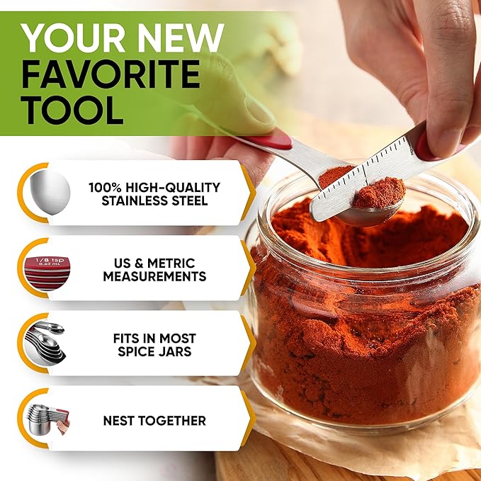 Spring Chef Magnetic Measuring Cups & Spoons Set, Strong N45 Magnets, Heavy - Image 5