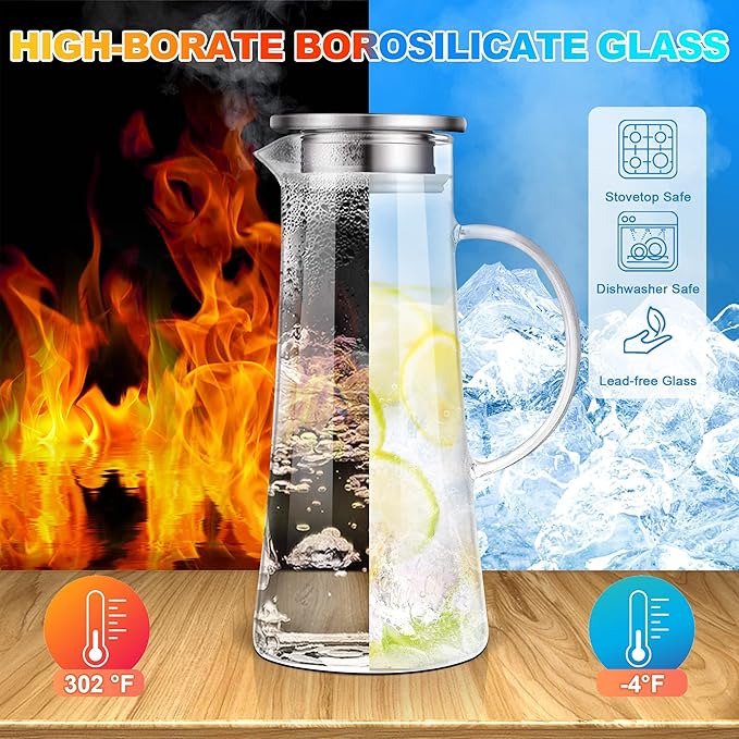 SUSTEAS 1.5 Liter 51oz Glass Pitcher - Image 2
