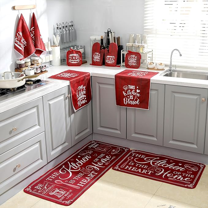Fourluoo 10 Pcs Farmhouse Kitchen Decor and Accessories Set 4 Kitchen Towels 2 - Image 7