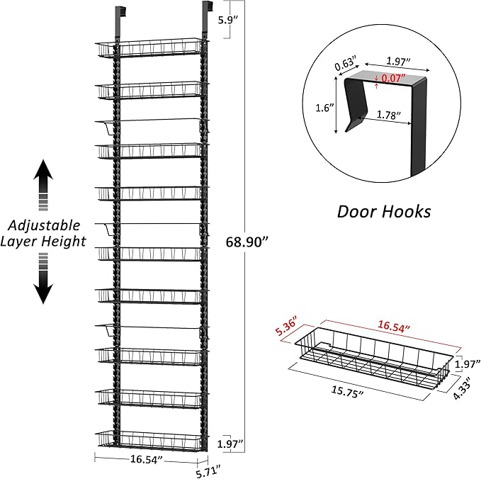Churboro Over the Door Pantry Organizer Rack - Image 2