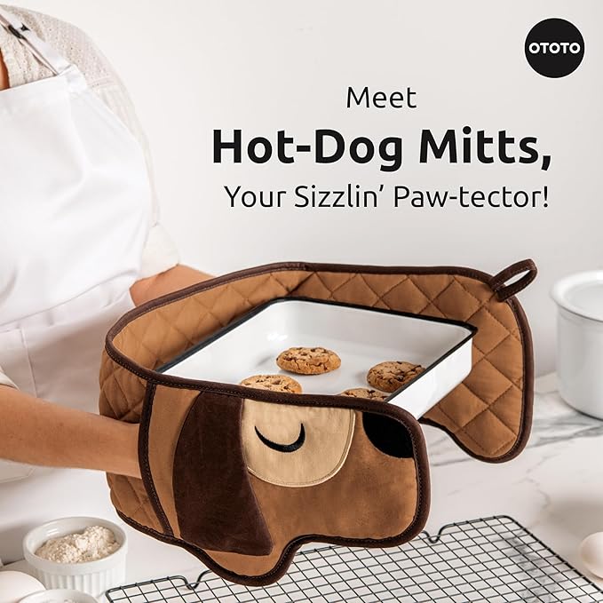OTOTO Hot-Dog Double Oven Mitts Cute Funny - Image 2