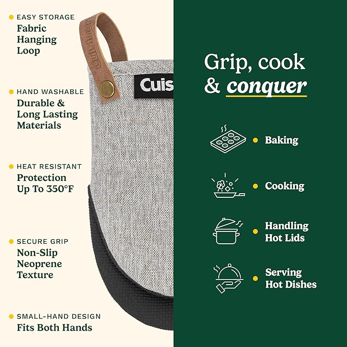 Cuisinart Heritage Mini Oven Mitts – 5.5” x 7” Heat-Resistant Kitchen Mitts - Image 5