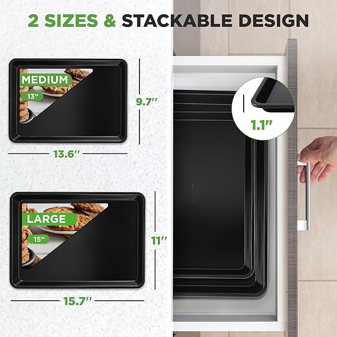 NutriChef 2-Piece Baking Sheet Non Stick - Image 3