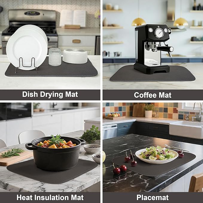 Dark Gray Dish Drying Mats 17” x 24” – Extra Large Kitchen Drying Mat - Image 5