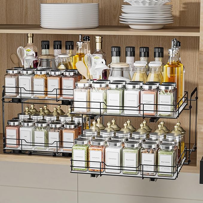 BOIVSHI 2-Tier Pull Out Spice Rack, Spice Rack Organizer, Pull Out Spice Racks - Image 8