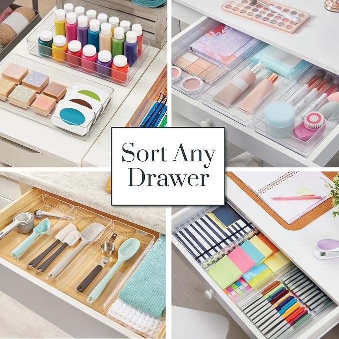 STORi SimpleSort 3-Piece Stackable Clear Drawer Organizer Set | 12" x 6" x 2" - Image 4