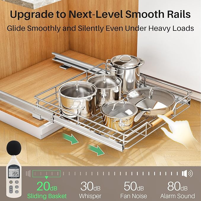Pull out Cabinet Organizer, Heavy Duty Smooth Sliding Under Cabinet Shelves - Image 4