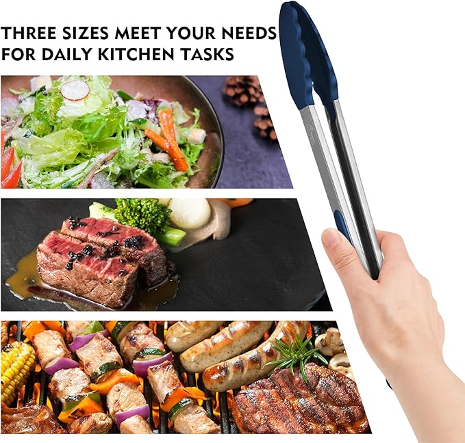 HOTEC Premium Stainless Steel Locking Kitchen Tongs - Image 3