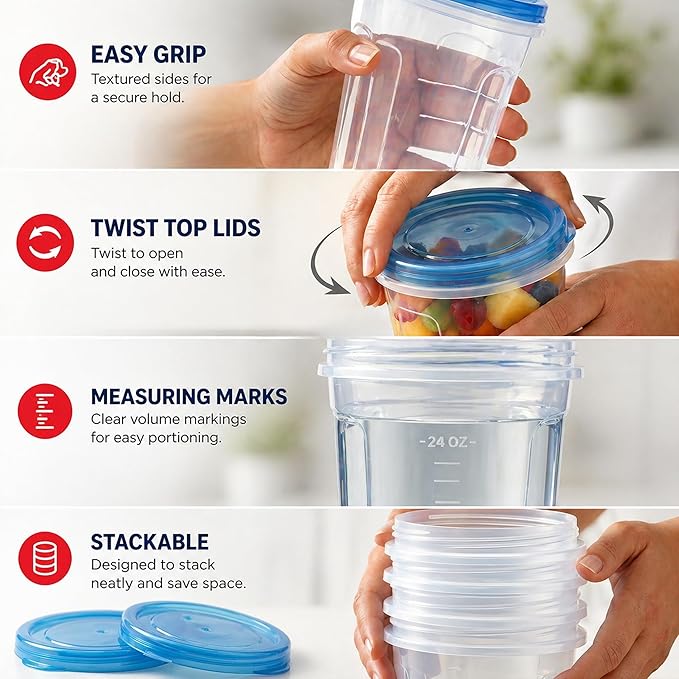 Tafura 10 Pack 32 Oz Freezer Storage Containers Leak-Proof - Image 2