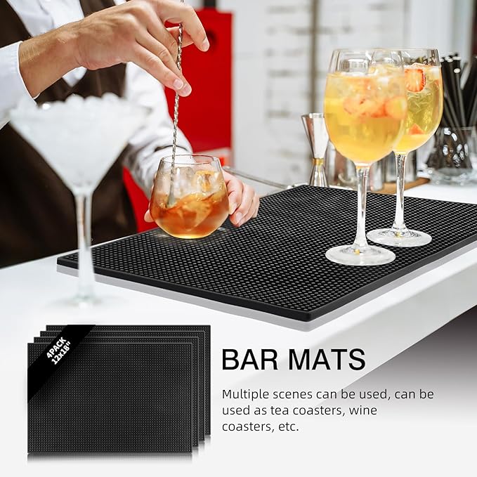 4 Pcs Bar Mats for Countertop 18 x 12 Inch Rubber Silicone Bar Drying Coffee - Image 7