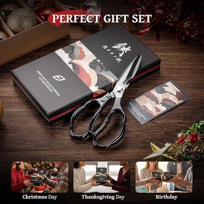 Emojoy Kitchen Shears for Food, Titanium Kitchen Scissors All Purpose, Japanese - Image 8