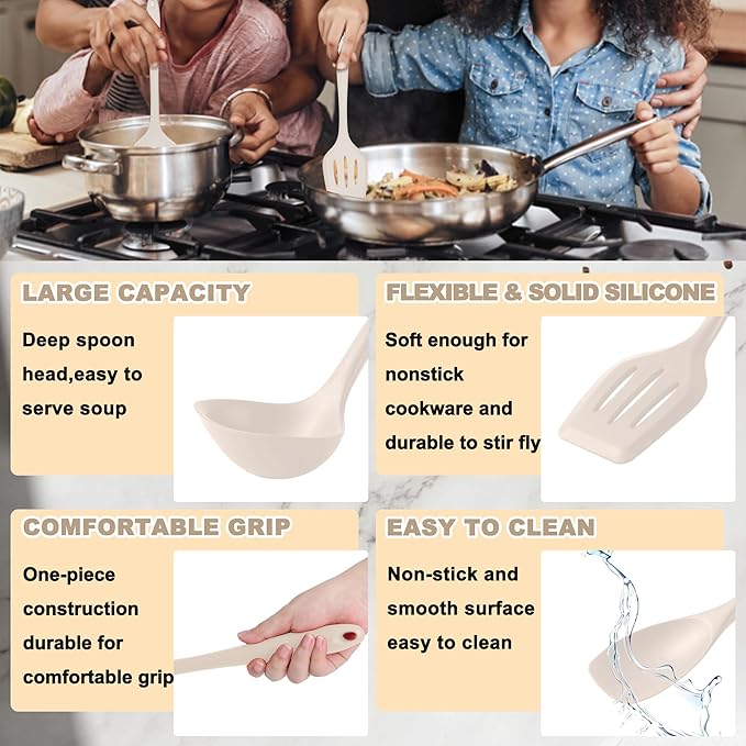 E-far 10 Pieces Silicone Cooking Utensils Set, Heat Resistant Kitchen Utensil - Image 4