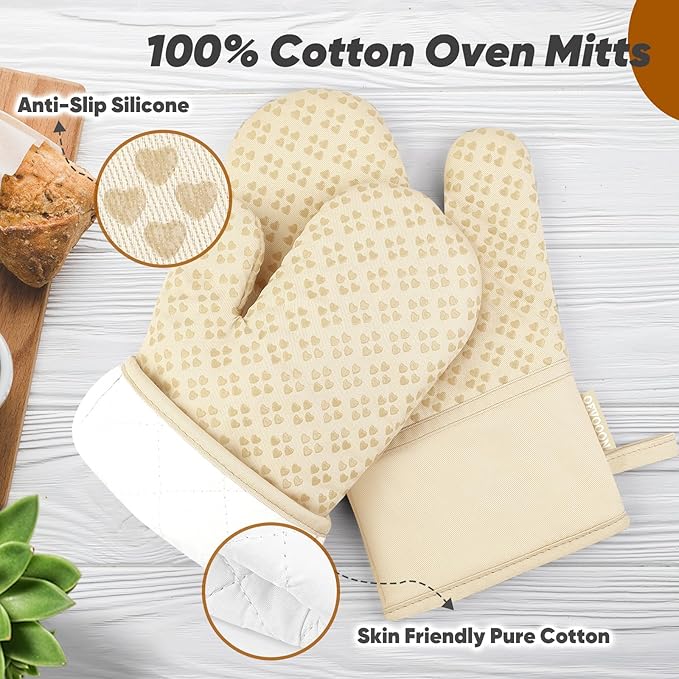 Oven Mitts and Pot Holders 4 Sets, Heat Resistant 500 ℉ Oven Mitt and Pot Holder - Image 3