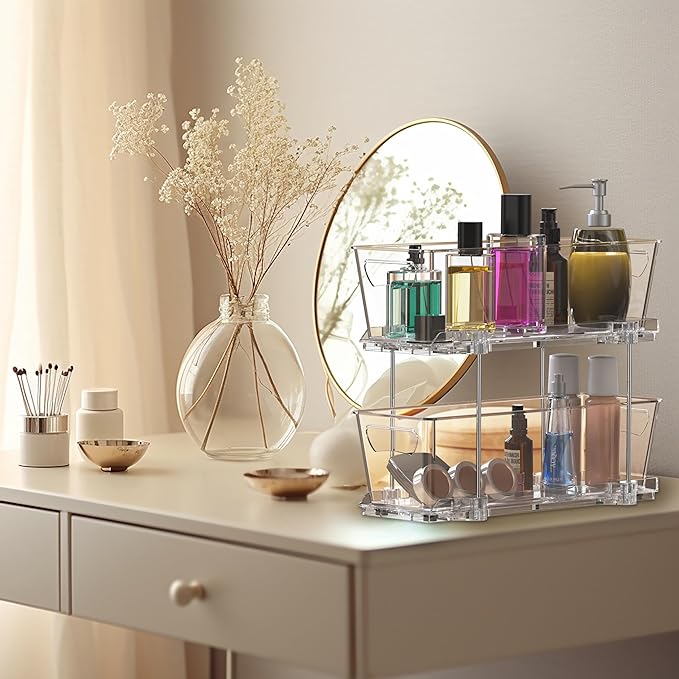 Simple Houseware 2-Tier Narrow Basket Drawer Cabinet Pull-Out Organizer - Image 2