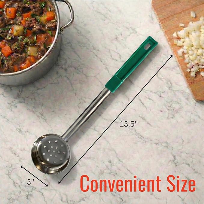 4 Ounce Slotted Stainless Steel Portion Control Ladle Spoon - Image 6