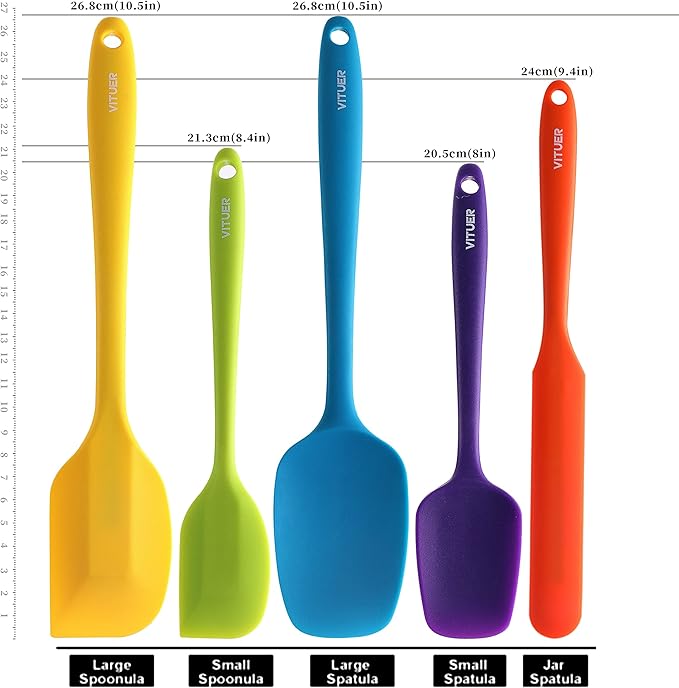 5PCS Silicone Rubber Spatula Set, VITUER Food Grade BPA-Free Spatulas - Image 2
