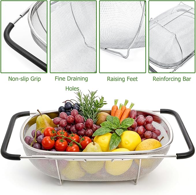 Suwimut 2 Pack Over the Sink Oval Colander - Image 3