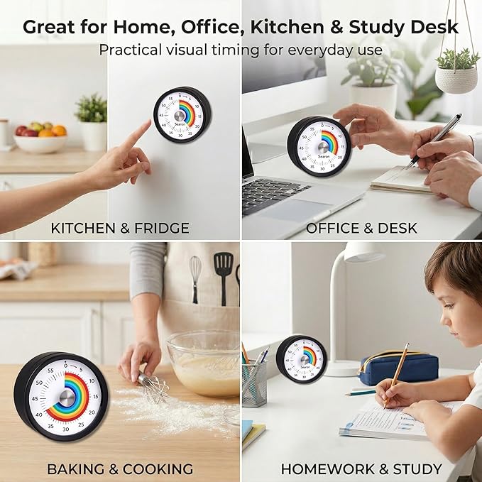 Searon Quiet Visual Timer with Magnet, Countdown Timer with Rainbow Disk and - Image 8