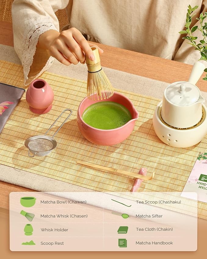 Maestri House Pink Matcha Whisk Set, 7-Pc Complete Matcha Kit - Image 2