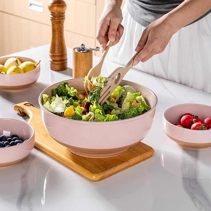 AmorArc 9.8’’ Ceramic Serving Bowls, 90 OZ Extra Large Salad Bowls Set of 2 - Image 4
