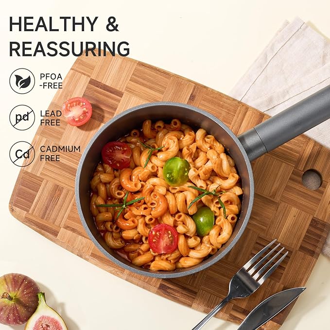 JEETEE Titanium Sauce Pan with Lid, 1.5 QT Non Stick Cooking Pots, Oven & - Image 5