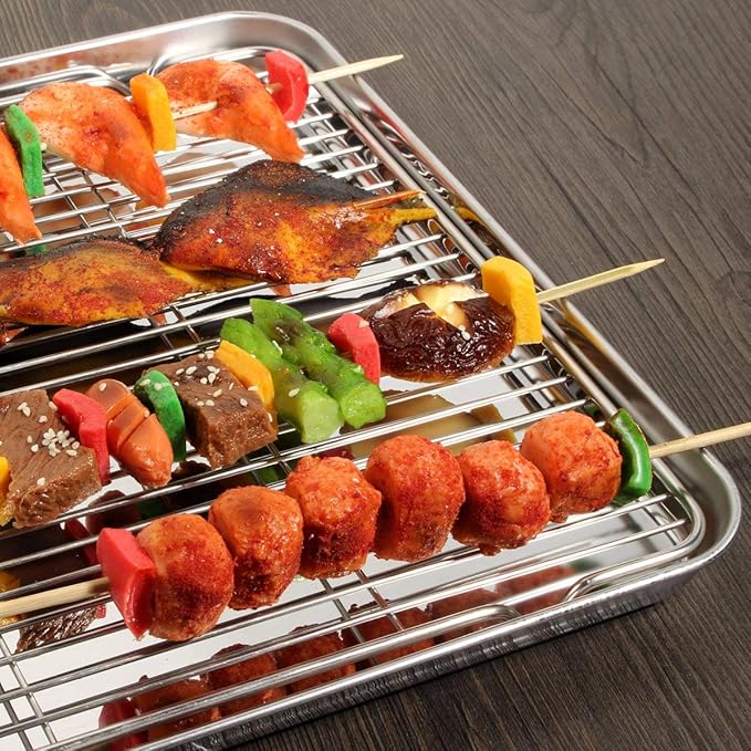 Wildone Baking Sheet with Rack Set, Stainless Steel Cookie Pan baking Tray with - Image 7
