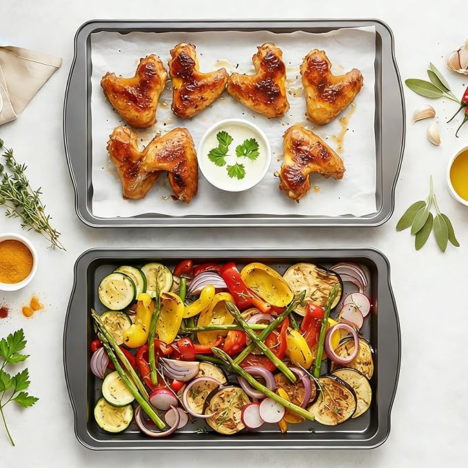 Baking Sheet Set of 2-17" x 11" x 0.5" Carbon Steel Cookie Sheet - Image 4