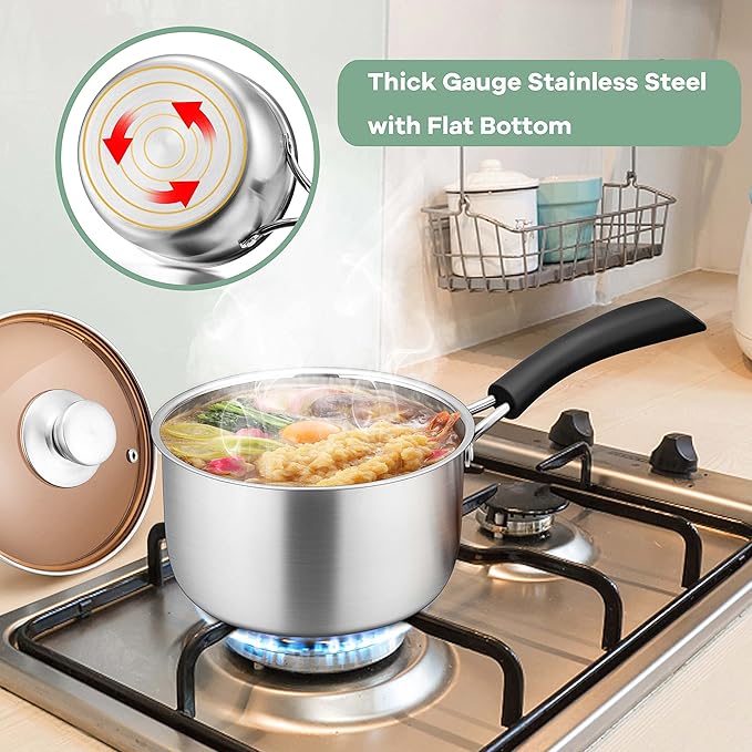 Herogo 2Qt Saucepan with Lid, 18/10 Stainless Steel Sauce Pan Pot, 2 Quart - Image 8