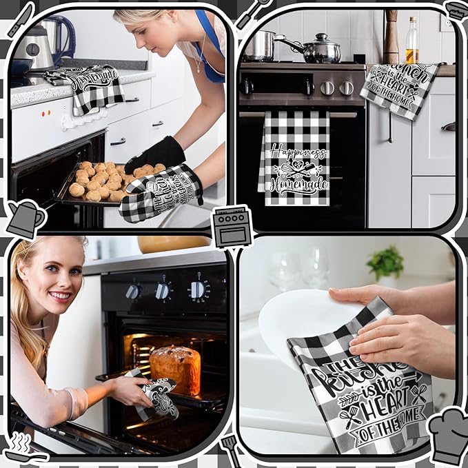 Sratte 6 Pcs Kitchen Decor Accessories Set Farmhouse Towels Pot Holders Oven - Image 5