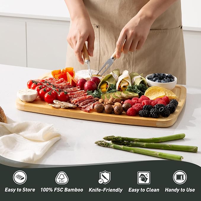 Bamboo Cutting Board Set Non Slip Feet Over Sink Brides Her Wedding Day Bridal - Image 7