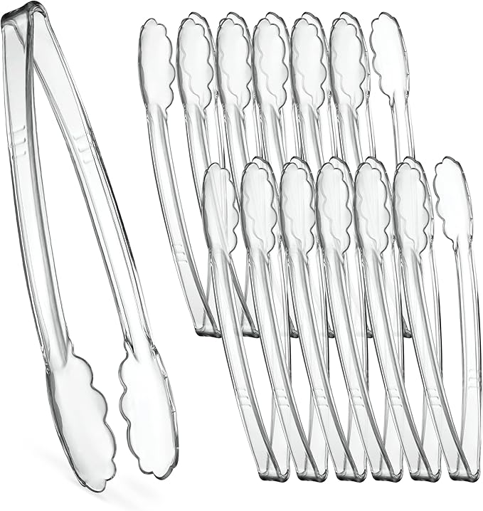 Plasticpro 12'' Serving Tongs Heavy Duty Reusable Kitchen and BBQ Clear Serving by PLASTICPRO