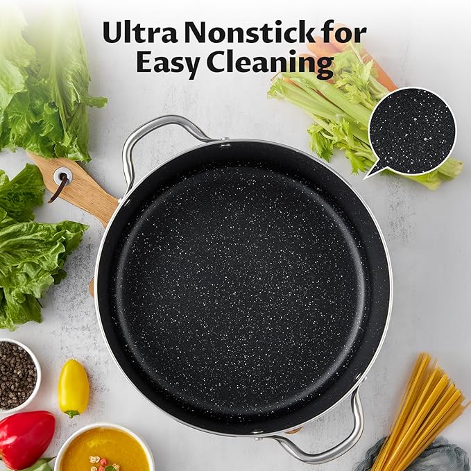 BEZIA 10 Quart Cooking Pot, Large Non Stick Induction Stock Pots - Image 3
