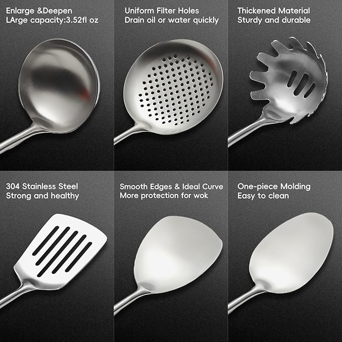 Izurok 18/10 Stainless Steel Kitchen Utensils Set, 10 Piece Cooking Utensils - Image 3